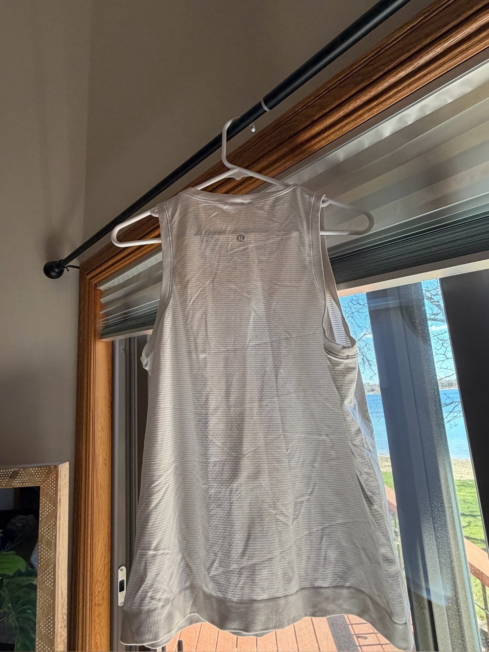 lululemon Athletic White Striped Tank Top